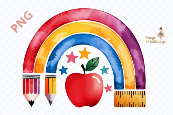 Download Watercolor School Theme Rainbow PNG - Theme Collection