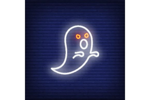 Download Ghost Neon Sign. Scary Ghost Flying. Nig - Scary ghost Collection