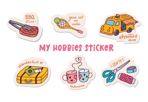 Download Cute Digital Sticker Set, Hobbies Theme - Theme Collection