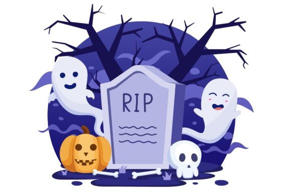 Download Halloween Gravestone with Scary Ghost - Scary ghost Collection