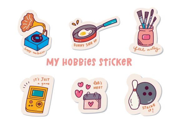 Download Cute Digital Sticker Set, Hobbies Theme - Theme Collection