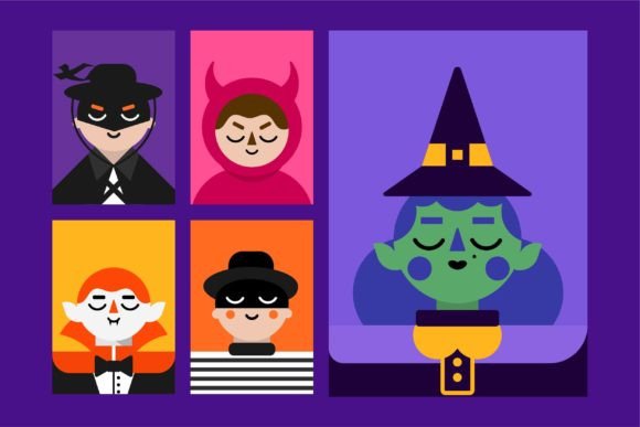 Download People in Halloween Costumes. EPS, JPEG - Premium Resources