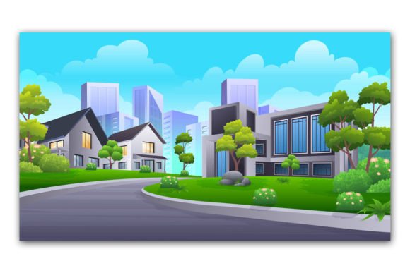 Download Beautiful Scene of House in Town - Town Collection