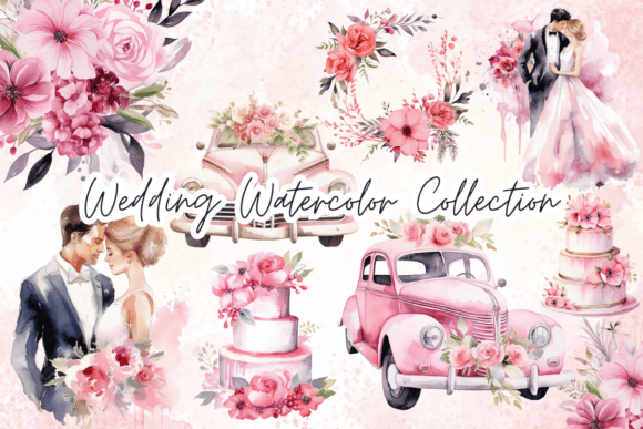 Download Wedding Pink Theme Watercolor Clipart - Theme Collection