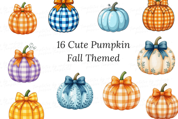 Download 16 Cute Pumpkin Fall-Themed PNG Bundle - Theme Collection